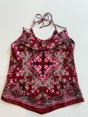 Free People Floral Tank in Dragonfruit XS NWT